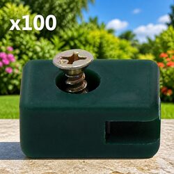 Green Fence Tension Wire Holder with Screw - 100 Sets