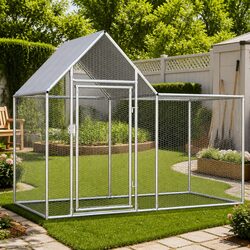 Galvanised Steel Chicken Coop 2x1x1.5 m with Water-Resistant Roof
