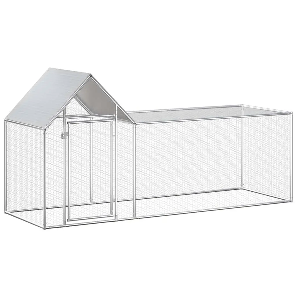Chicken Coop Galvanised Steel 3x1x1.5m Silver