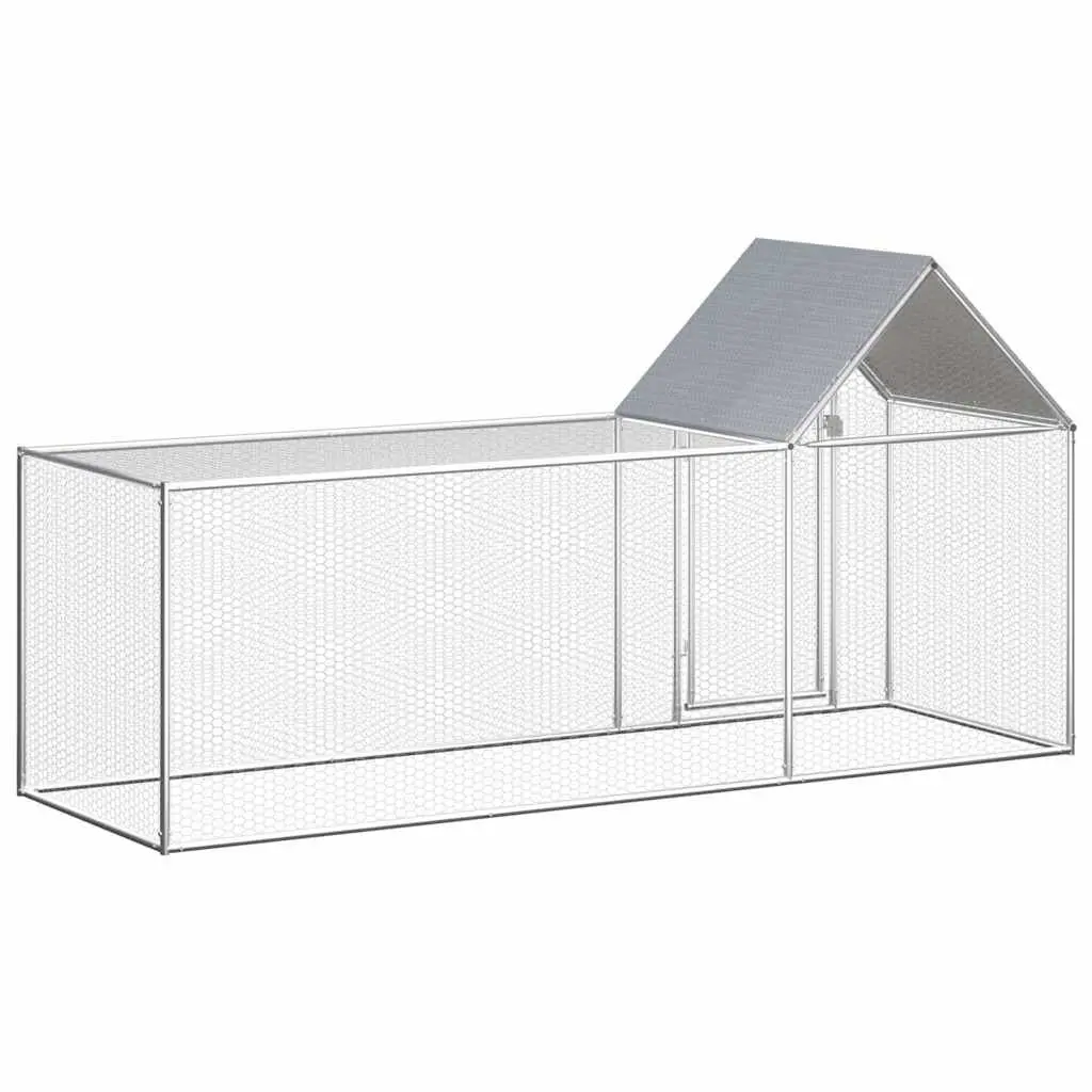 Chicken Coop Galvanised Steel 3x1x1.5m Silver