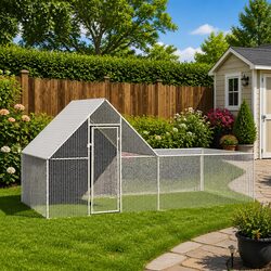 Galvanised Steel Chicken Coop 4x2x2 m with Lockable Door