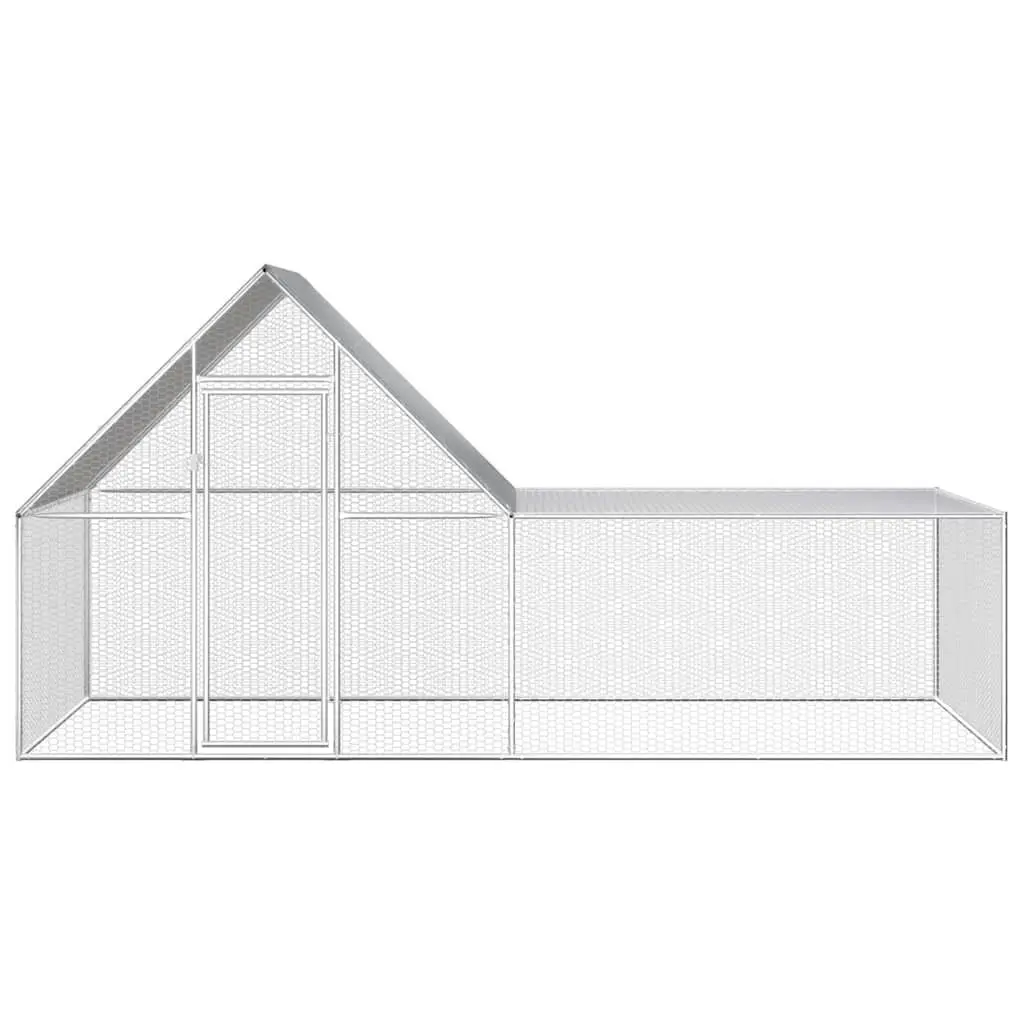 Chicken Coop Galvanised Steel 4x2x2 m Silver