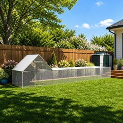 Durable 8x2x2m Galvanised Steel Chicken Coop for Secure Poultry