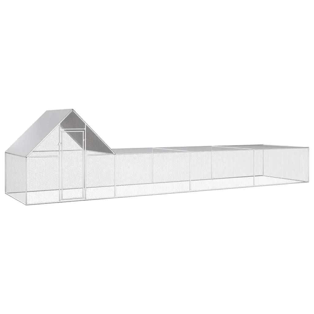 Chicken Coop Galvanised Steel 8x2x2m Silver