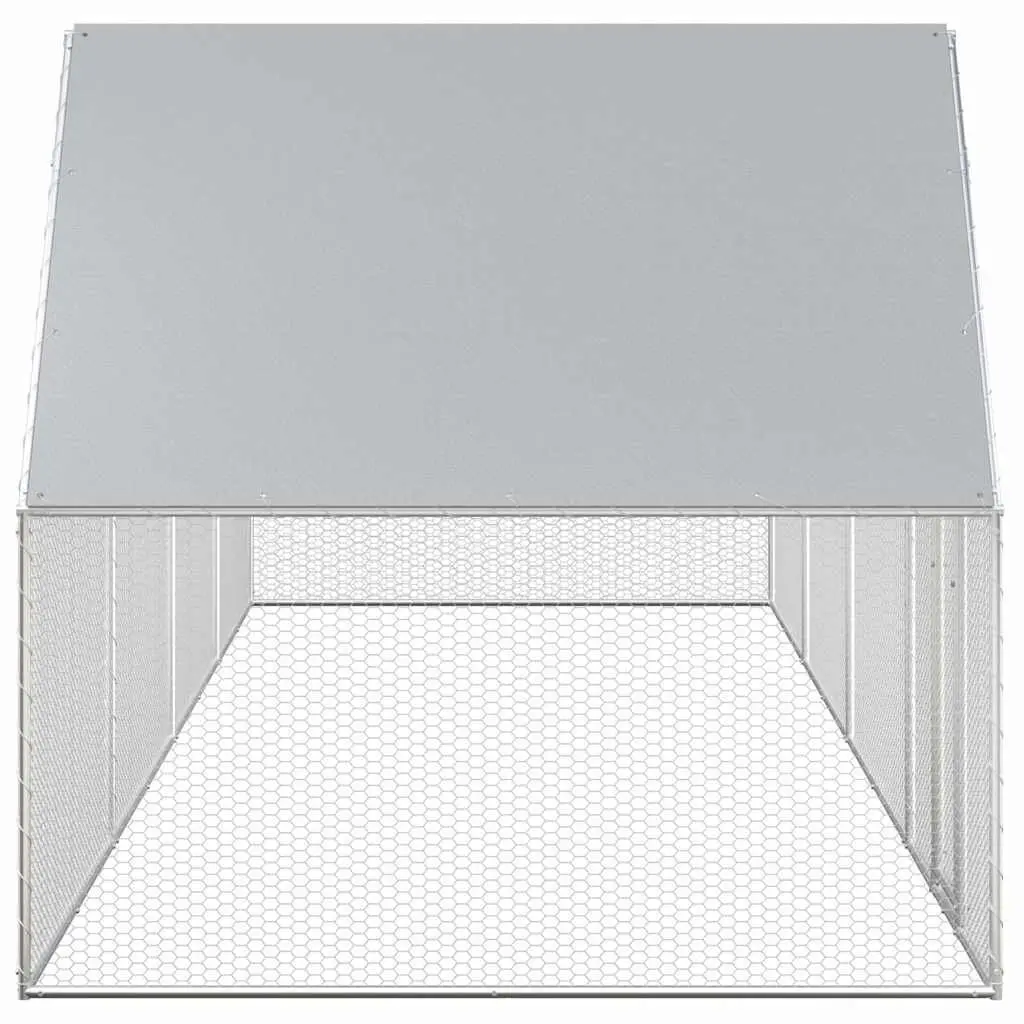 Chicken Coop Galvanised Steel 8x2x2m Silver
