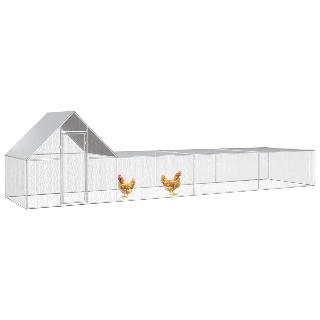 Chicken Coop Galvanised Steel 8x2x2m Silver