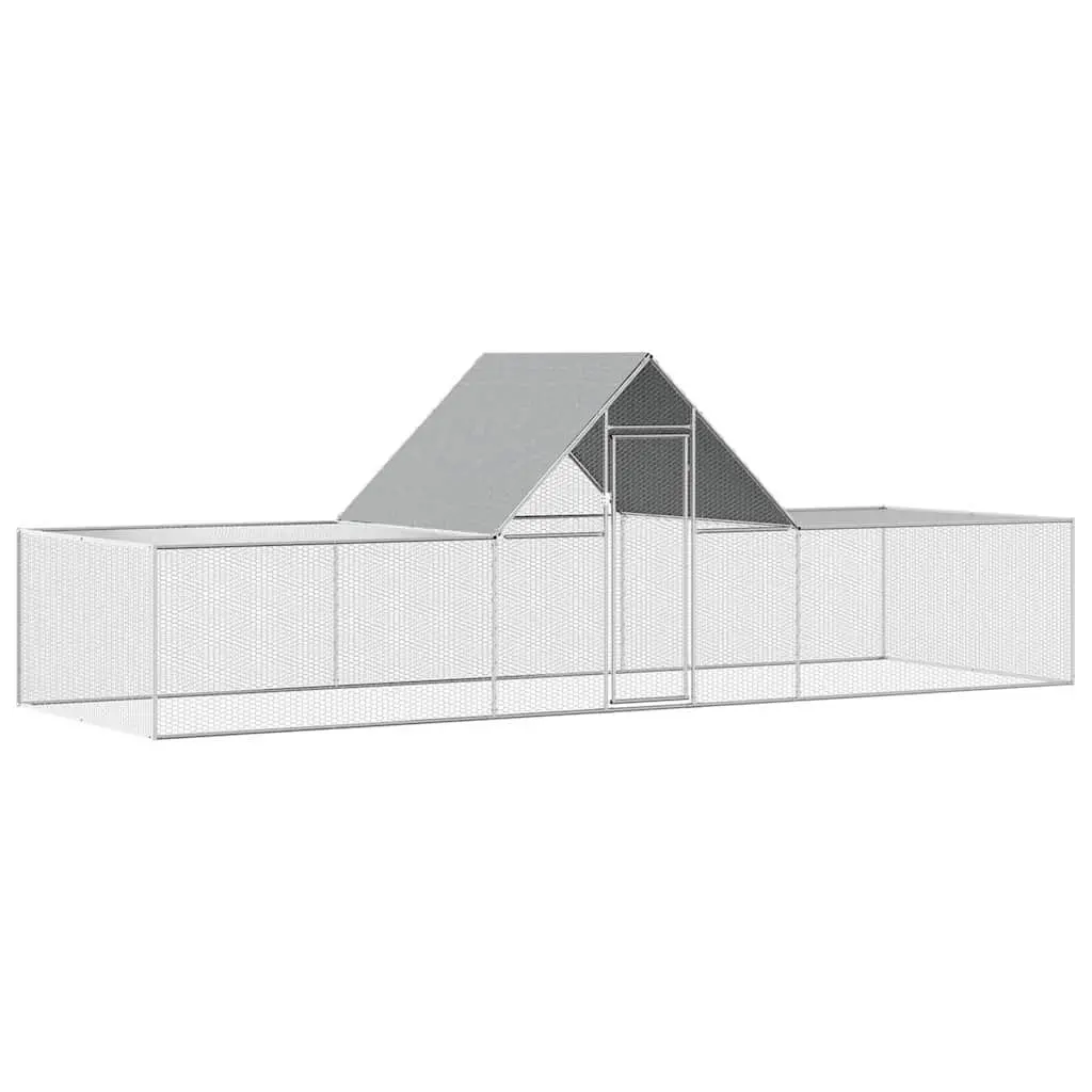 Chicken Coop Galvanised Steel 6x2x2m Silver