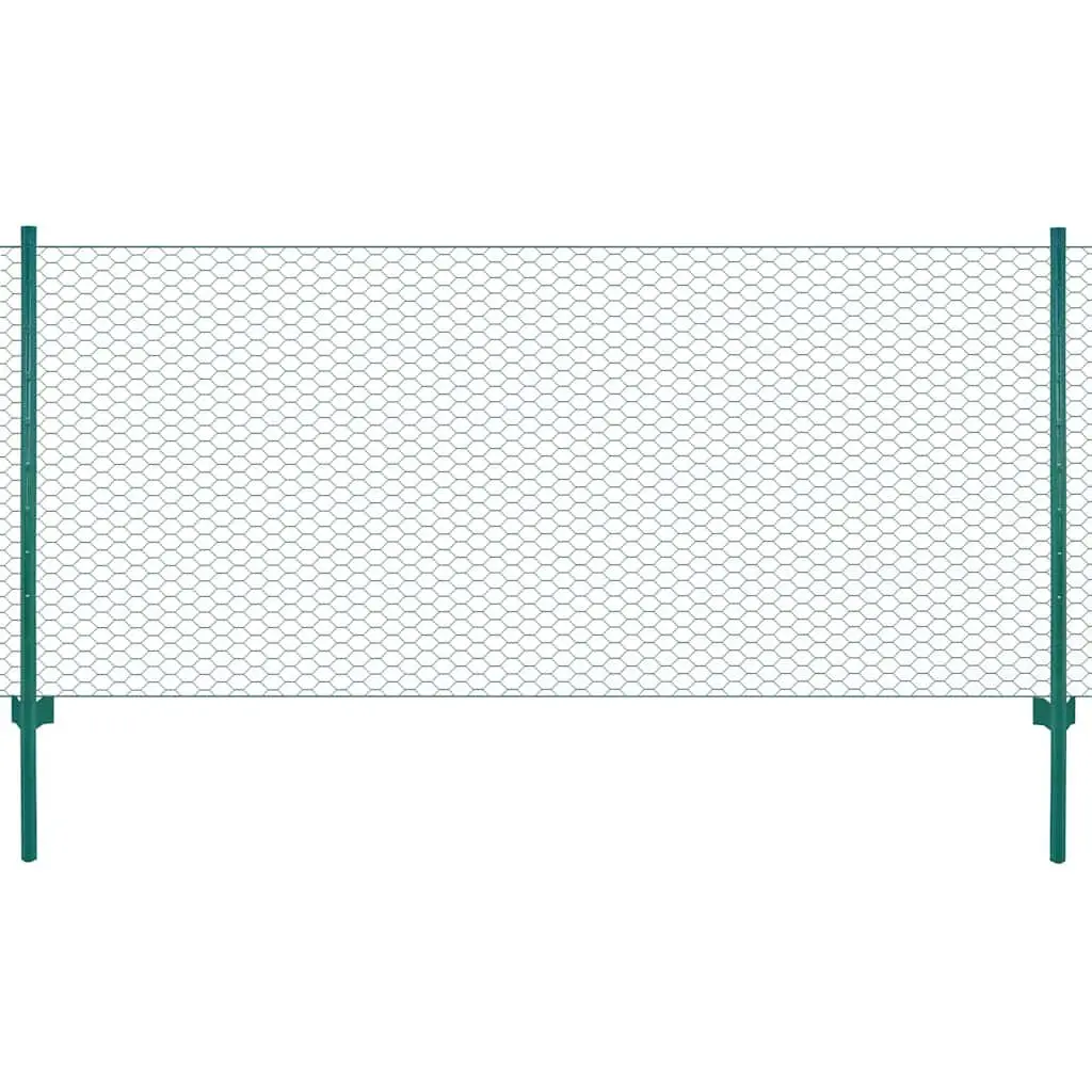 Steel Wire Mesh Fence Panel with Posts 25x1m Green