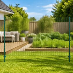 Durable Green Wire Mesh Fence Panel with Steel Posts 25 x 1.5 m