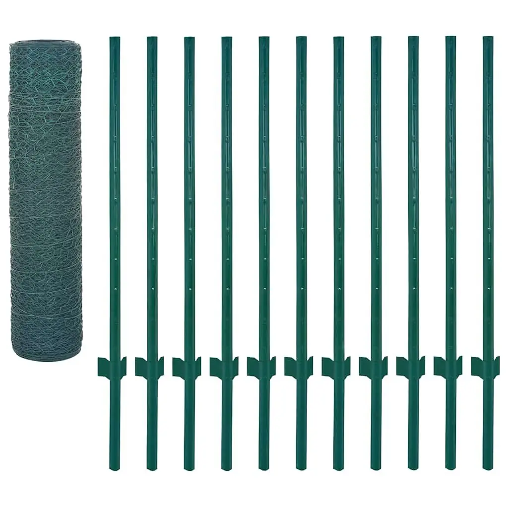 Green Wire Mesh Fence Panel 25x0.5m for Gardens