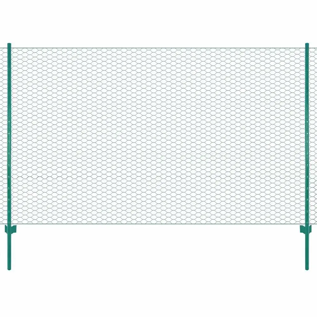 Green Wire Mesh Fence Panel 25x1.5m with Steel Posts