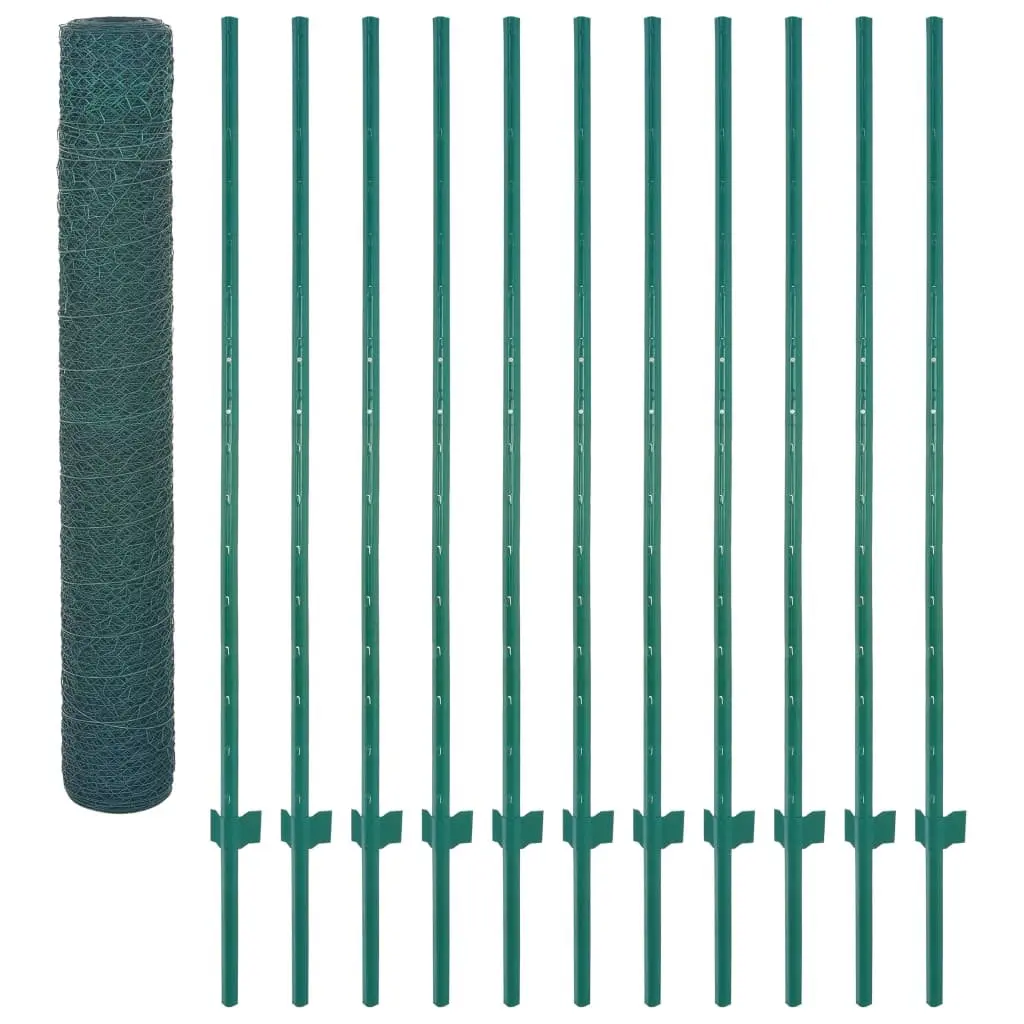 Wire Mesh Fence Roll Steel 25x2m Green