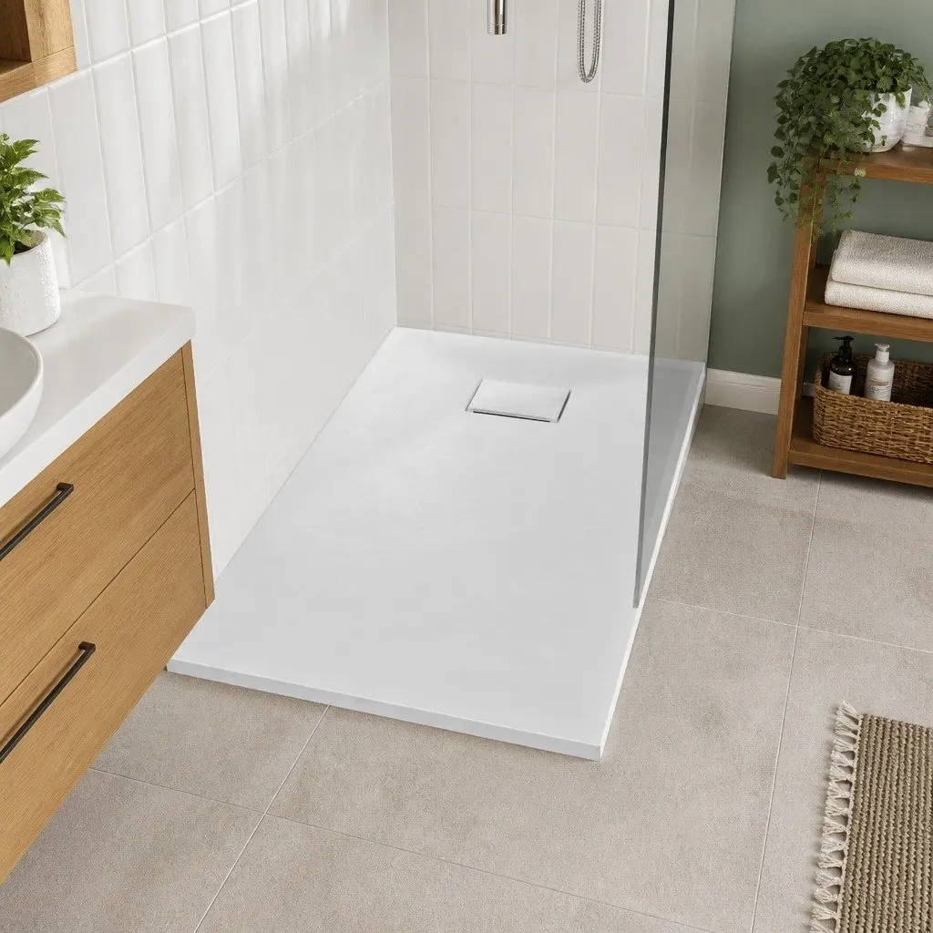 Low Profile White Shower Base Tray 80x80 cm