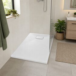 Low Profile White Shower Base Tray 90x70 cm