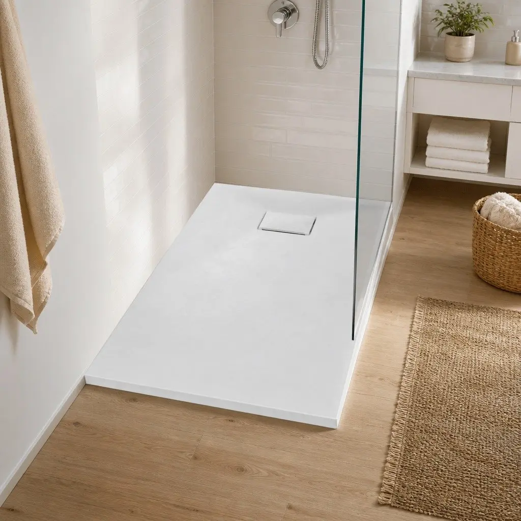 White Low Profile Shower Base Tray 100x70 cm