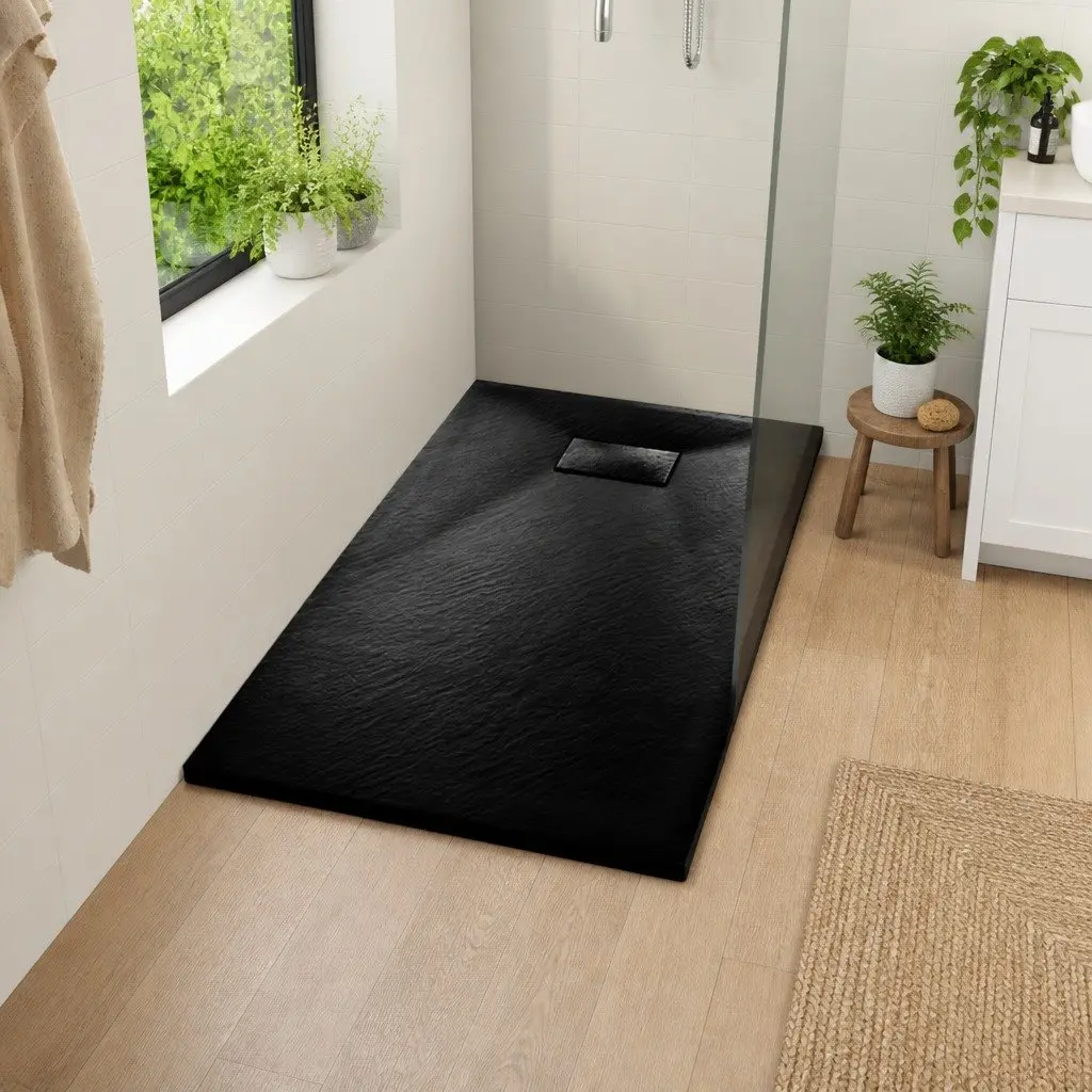 Low Profile Black Shower Base Tray 100x80 cm