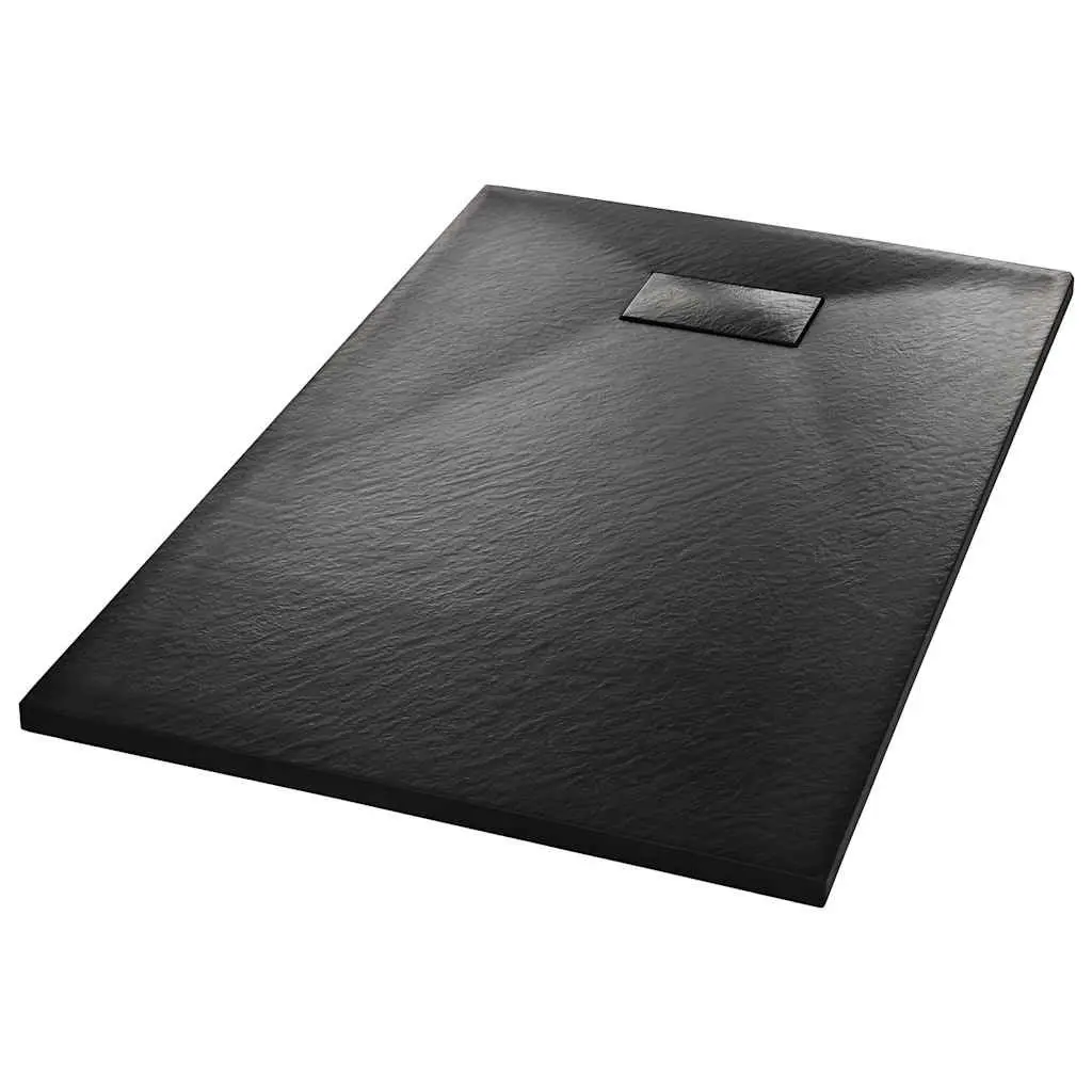 Shower Base Tray SMC 100x80 cm Black Low Profile Skid Resistant