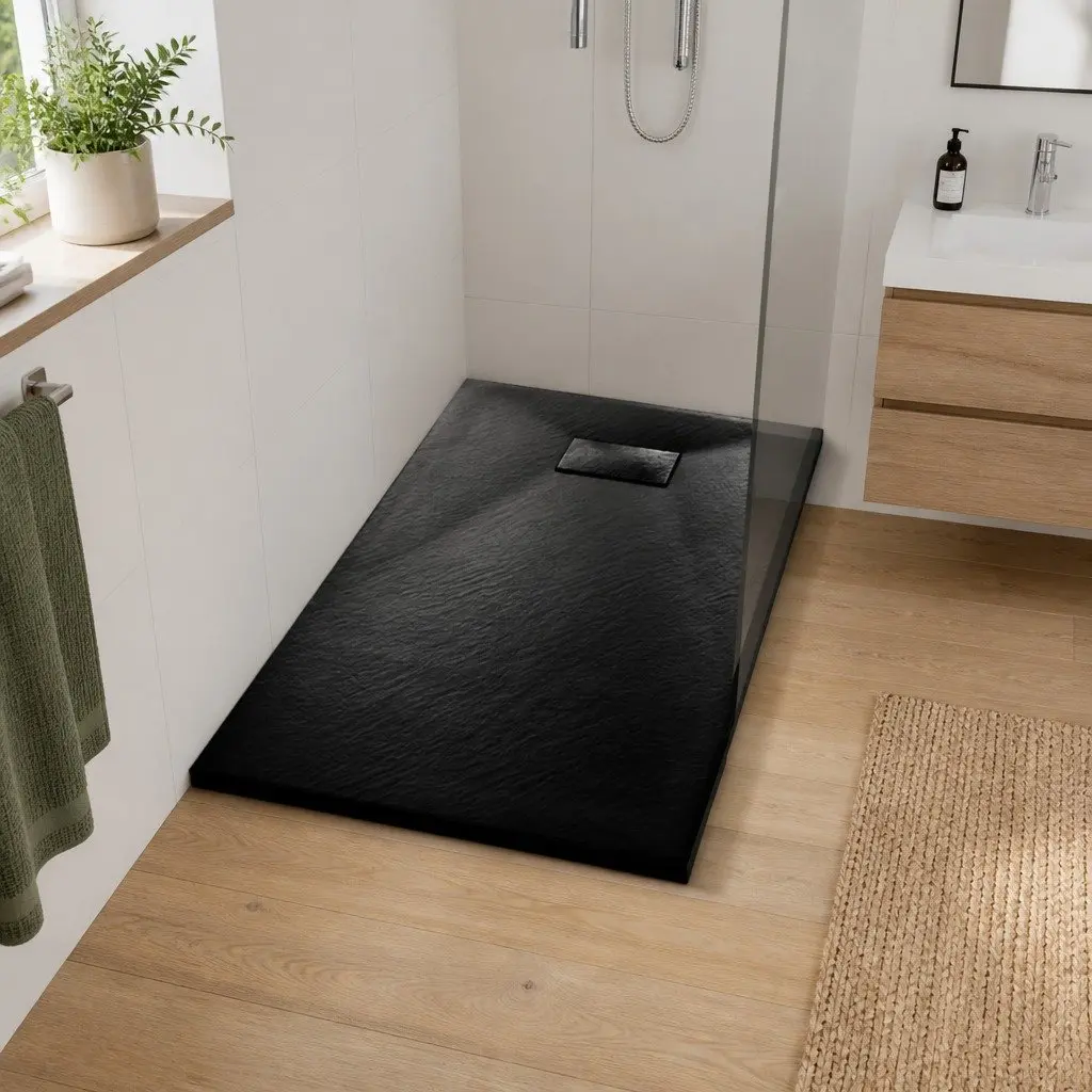 Low Profile Black Shower Base Tray 120x70cm for Safety