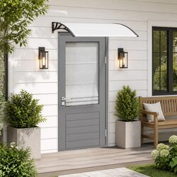Durable Black and Transparent Door Canopy Awning 120x75cm
