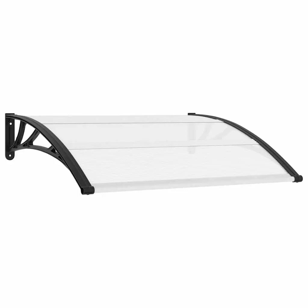 Door Canopy Awning Polycarbonate 120x75cm Black Transparent