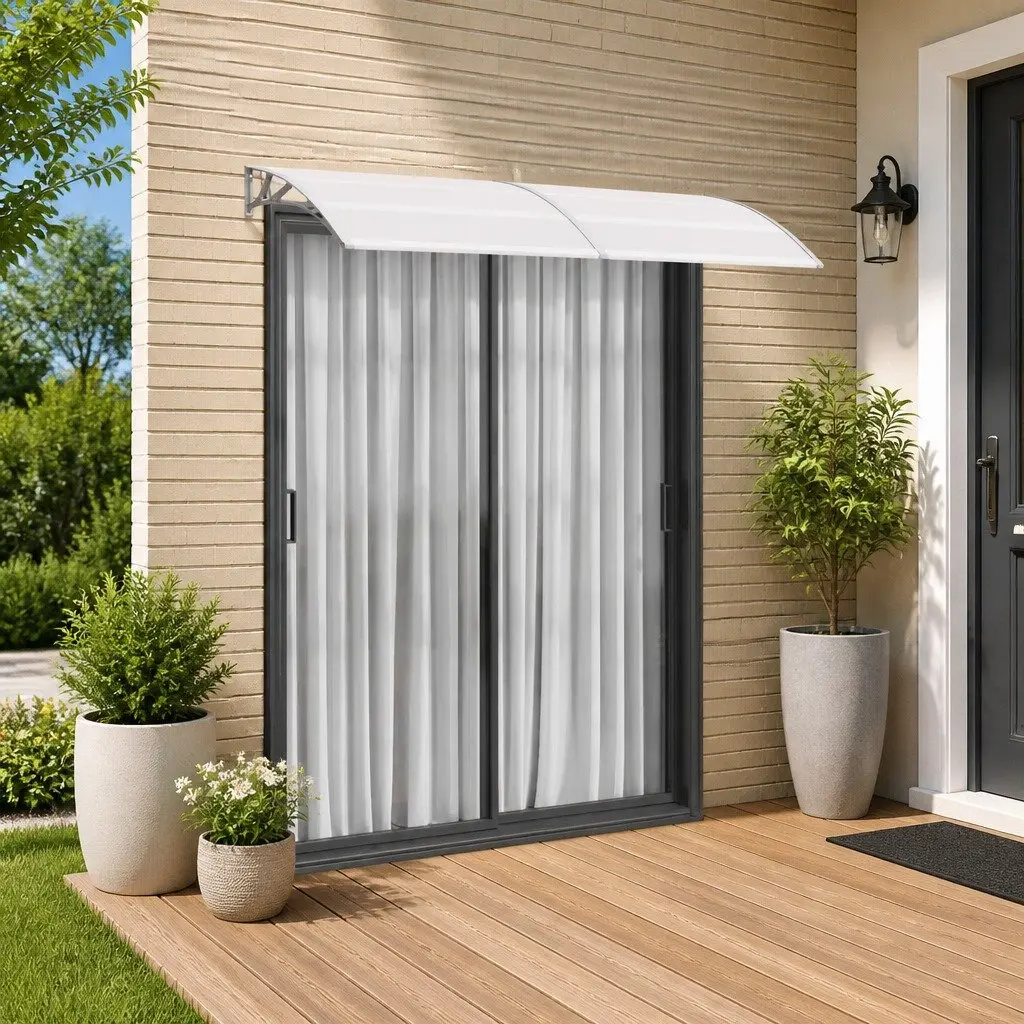 Grey Transparent Polycarbonate Door Canopy 200x75cm