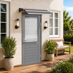 Sturdy Black Door Canopy 120x75cm Awning for Outdoor Use