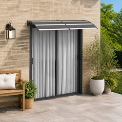 Durable Black Door Canopy 200x75 cm Polycarbonate Awning