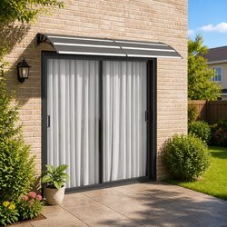 Sturdy Black Door Canopy 240x75cm Polycarbonate Awning