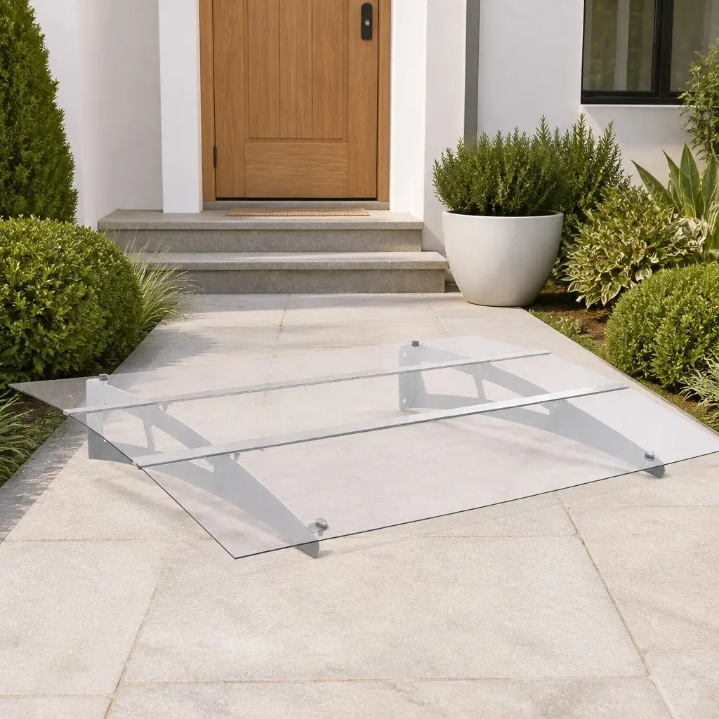 Door Canopy Polycarbonate 120x90cm Silver Transparent