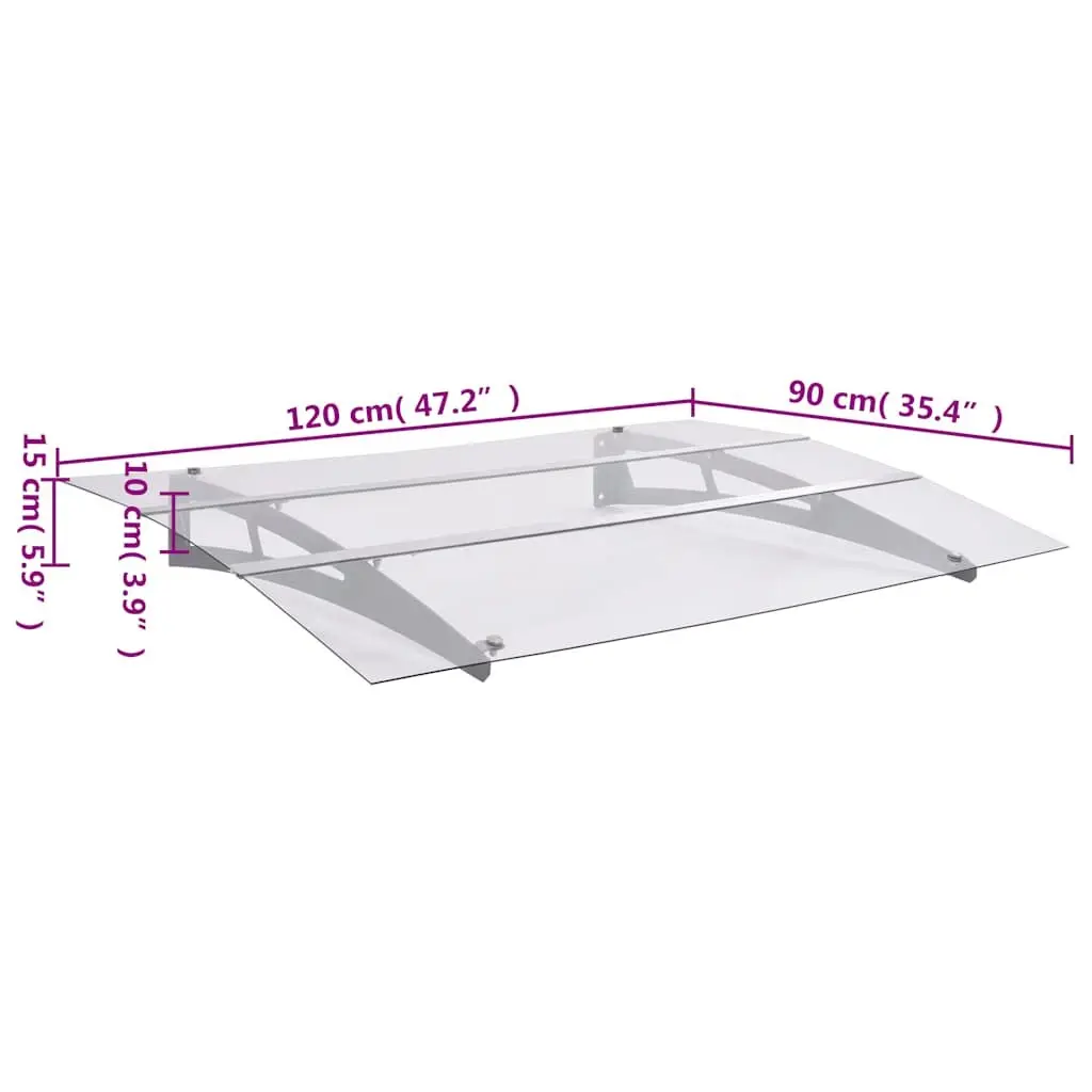 Door Canopy Polycarbonate 120x90cm Silver Transparent
