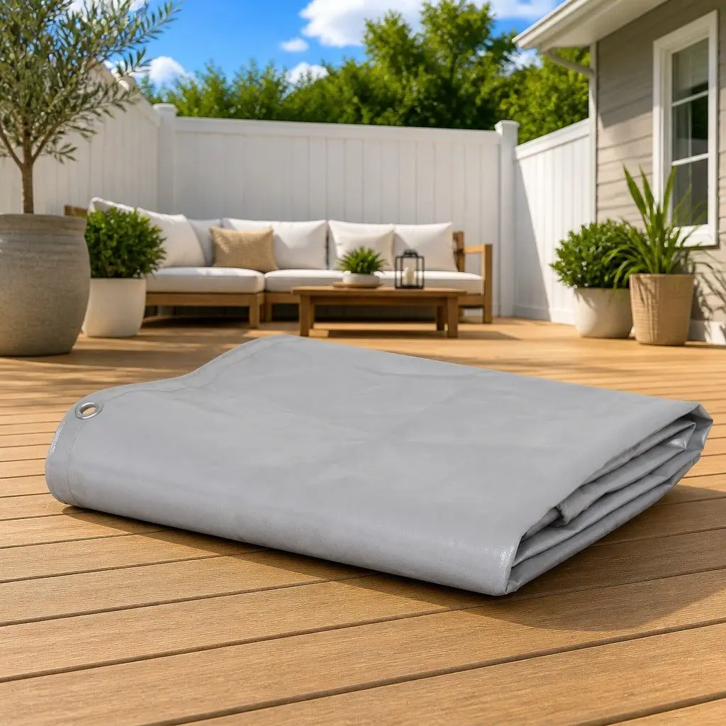 Grey Tarpaulin 5x6 m for Outdoor Use