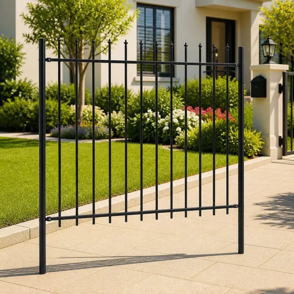 Garden Fence Panel Steel 181x150 cm Black