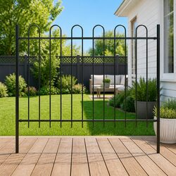 Decorative Steel Garden Fence Panel with Hoop Top 181x120cm
