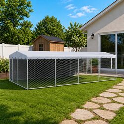 Large Outdoor Dog Kennel with Sturdy Steel Construction