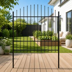 Durable Steel Garden Fence Panel with Spear Top 170x175cm