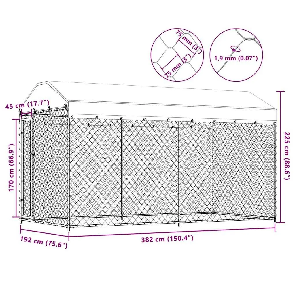 Large Dog Kennel Run with Canopy Top