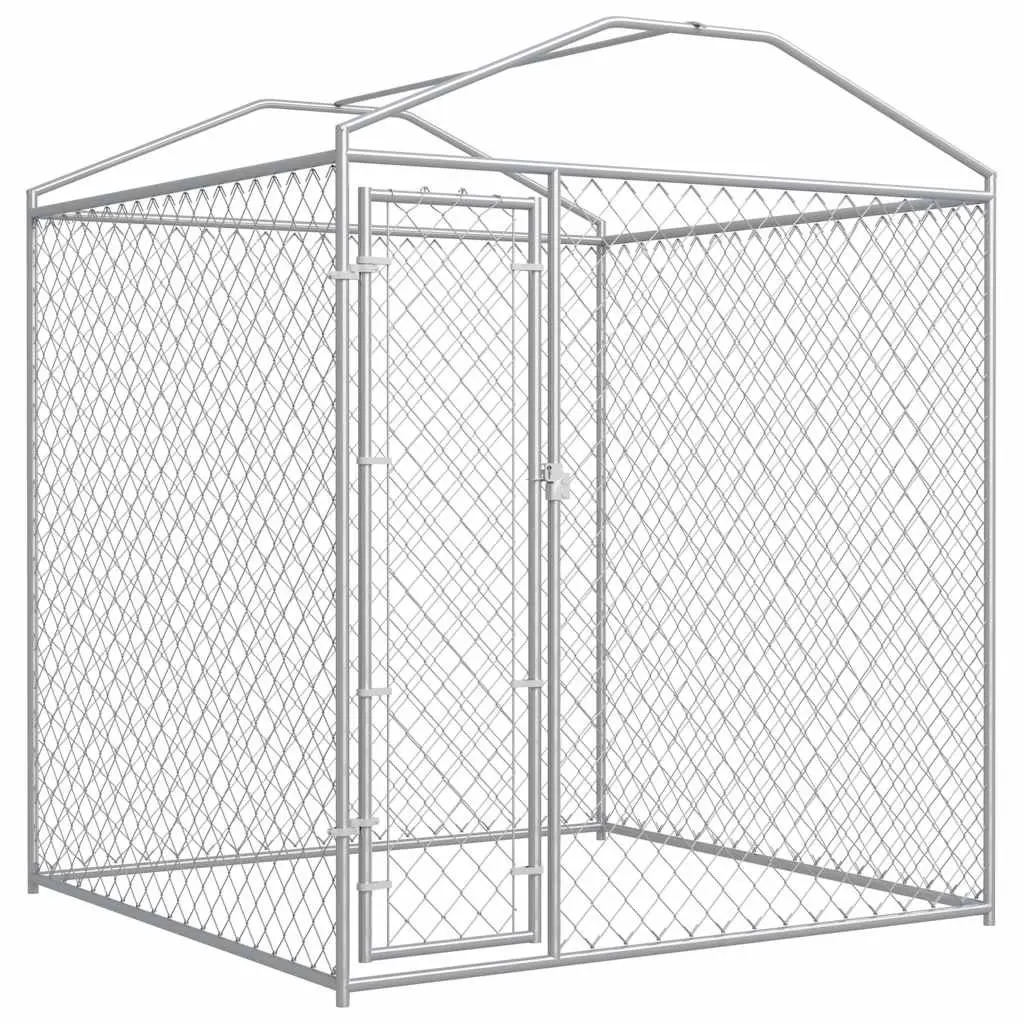 Dog Kennel Galvanised Steel 193x193x225cm Silver