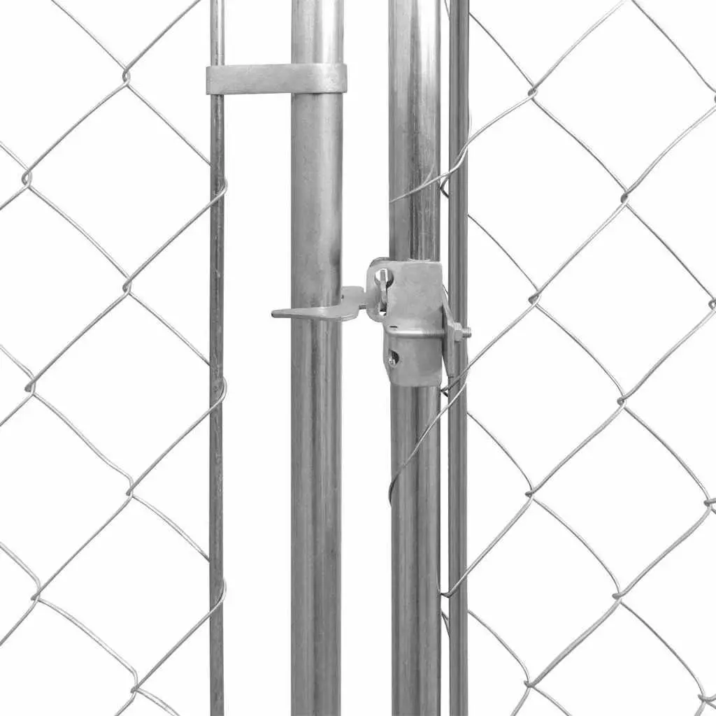 Dog Kennel Galvanised Steel 193x193x225cm Silver