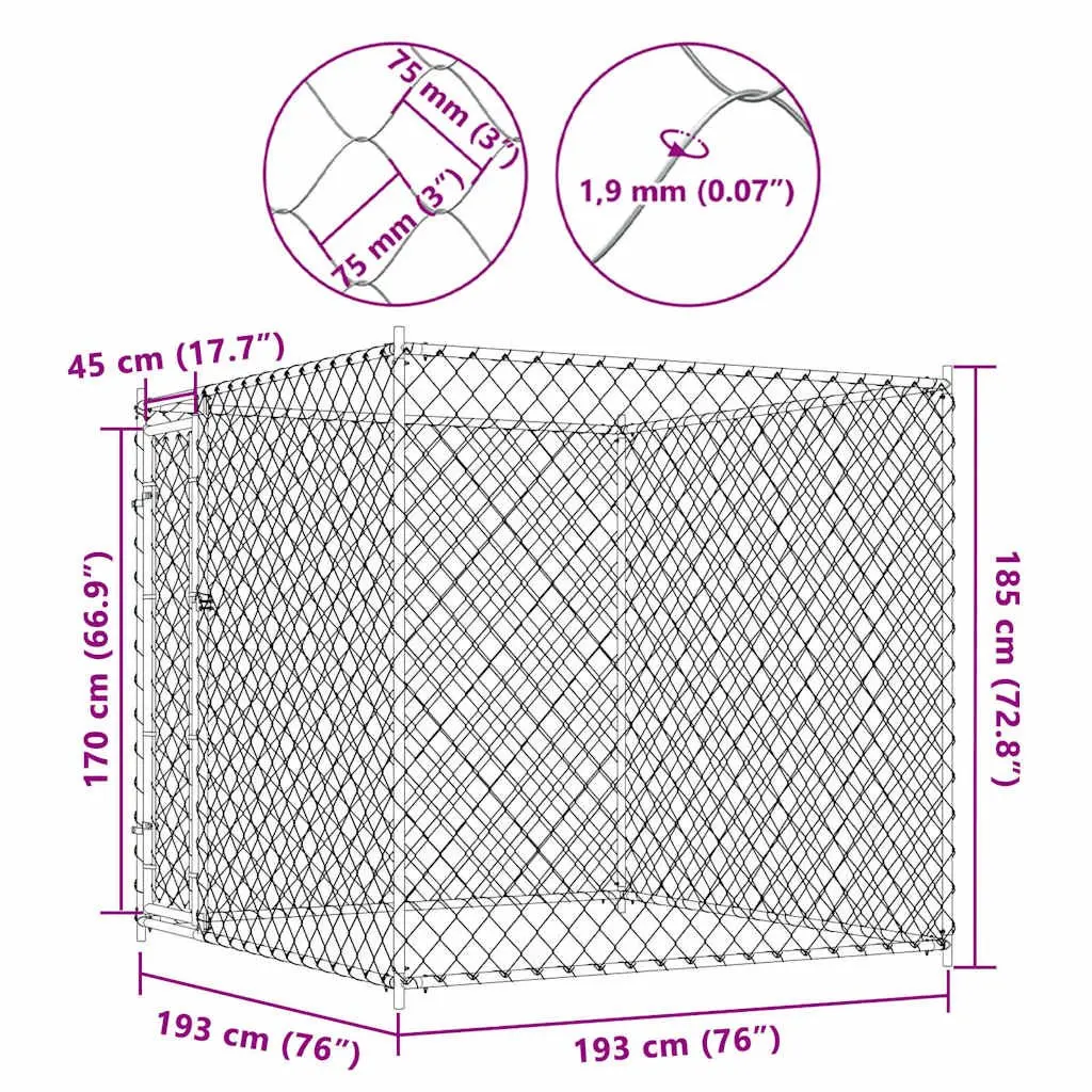 Large Silver Outdoor Dog Kennel for Safe Play and Exercise