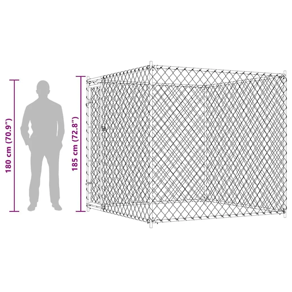 Large Silver Outdoor Dog Kennel for Safe Play and Exercise