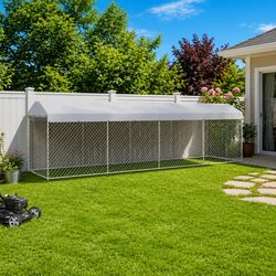 Dog Kennel Outdoor Large Enclosure Run Exercise Pen Chain Link Mesh Roof