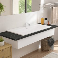 Stunning White Ceramic Bathroom Sink with Overflow 81x39.5x18.5 cm