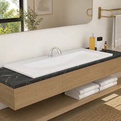 Ceramic Bathroom Basin Built-in White Vessel Sink Wash Bowl Overflow Fixture