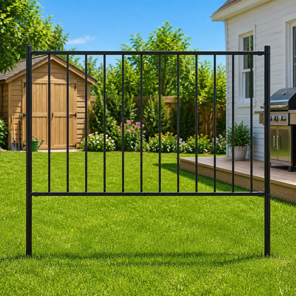 Steel Garden Fence Panel with Posts 1.7 x 1.25 m