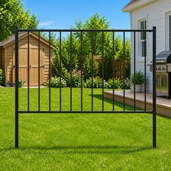 Sturdy Steel Garden Fence Panel with Posts 1.7 x 1.25 m