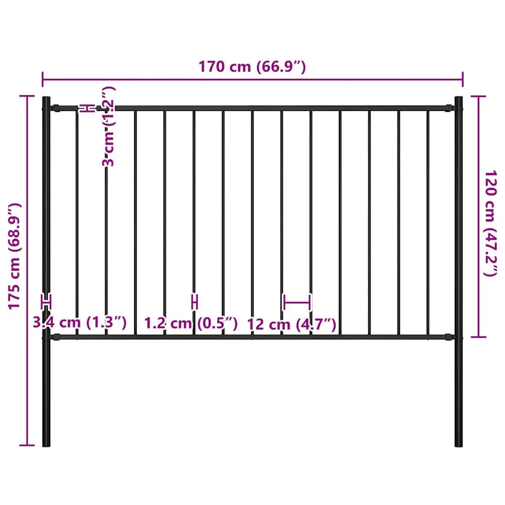 Steel Garden Fence Panel with Posts 1.7 x 1.25 m