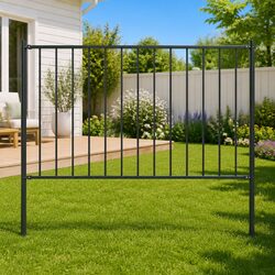 Fence Panel with Posts Steel Garden Partition Anthracite 1.7x1.25m