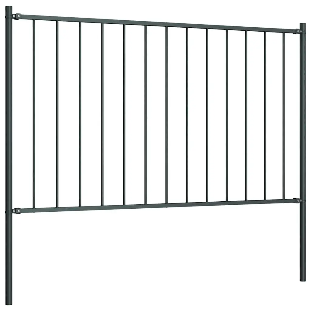 Anthracite Steel Garden Fence Panel with Posts
