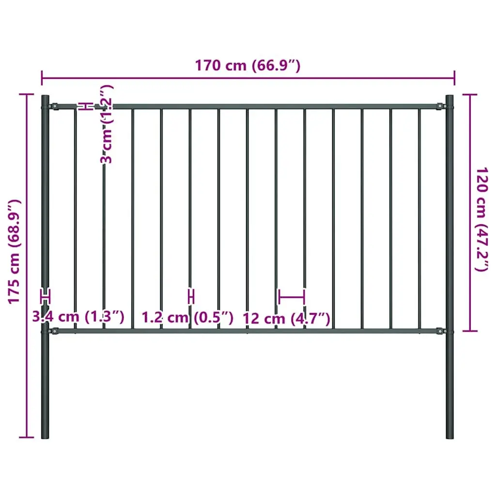 Anthracite Steel Garden Fence Panel with Posts