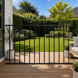 Durable Black Steel Garden Fence Panel 1.7 x 1 m